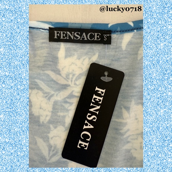 Fensace NWT Summer Floral Blue/White Short Sleeve Wrap Dress Sz S - Picture 7 of 9